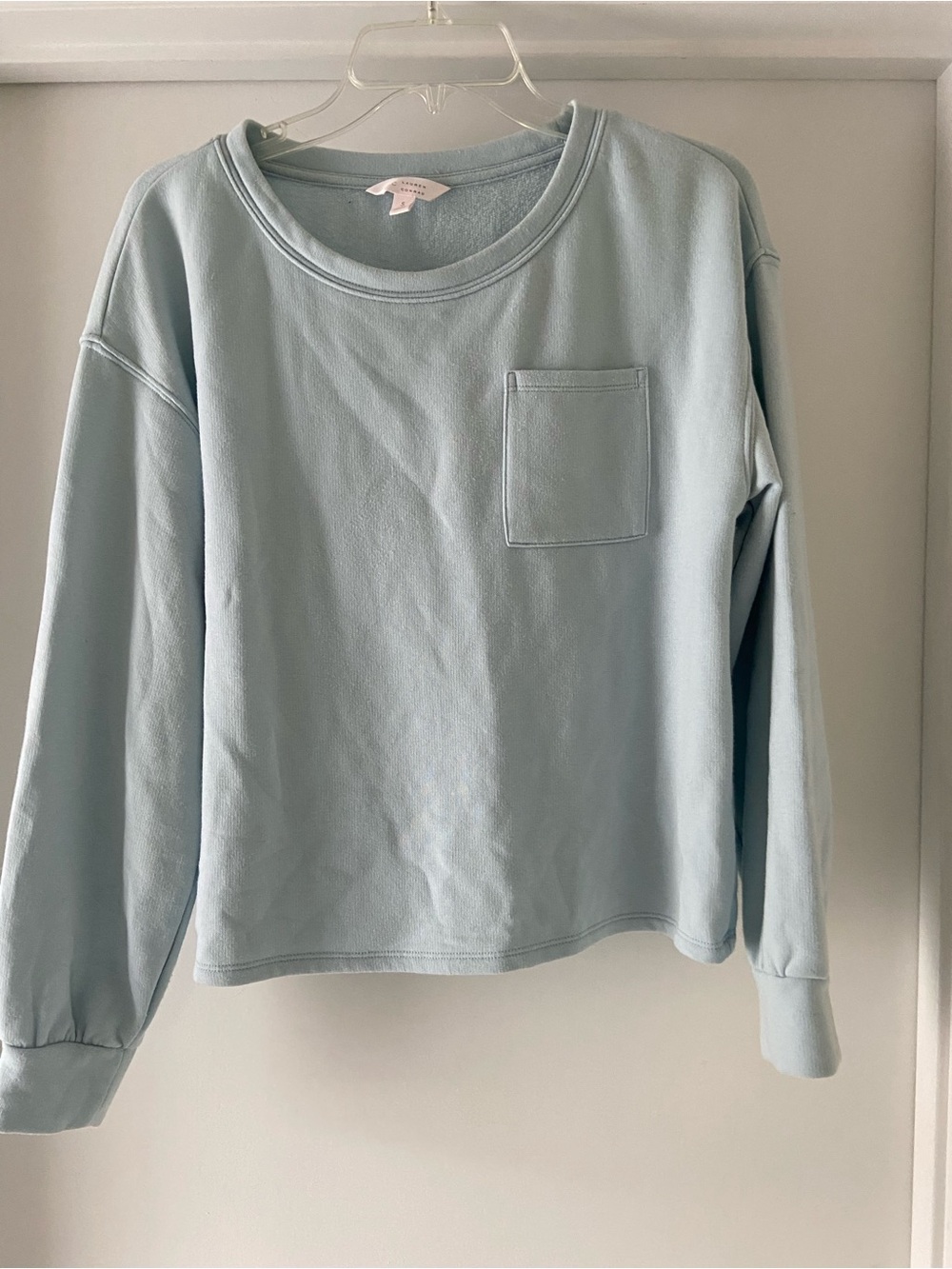 LC Lauren Conrad Pale Blue Pocket Crewneck Sweatshirt